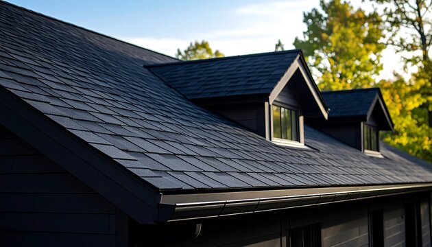 Dark roof with dormer windows