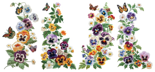PNG Vibrant floral butterfly collage, element set on transparent background