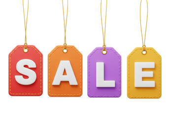 Isolated Colorful Sale Tags Hanging Promotion