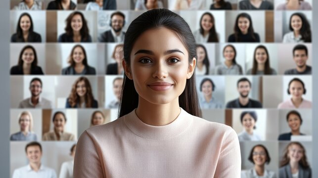 Diverse Professionals Engaging in Interactive Collaboration at a Virtual Conference Event Online - Powered by Adobe