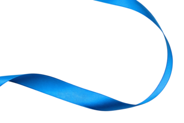 Flowing blue satin ribbon curved gracefully creating elegant wave pattern for decoration purposes, isolated on a transparent background