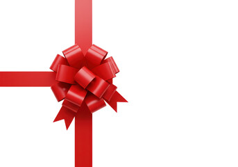 Isolated Red Ribbon and Bow Festive Decoration