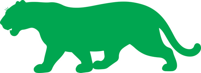 Melanistic Jaguar in silhouette white background.