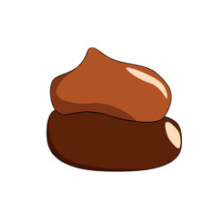 Cartoon poo, template icon. Kawaii poop isolated on white background. Shit pattern, evil turd. Vector illustration for invitation, poster, card, fabric, textile. Doodle style.