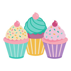 set of pink cupcakes