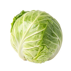 Fototapeta premium One whole head of crisp green cabbage, a nutritious leafy vegetable isolated on a transparent background png
