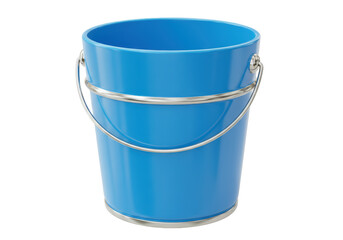 Isolated Light Blue Metal Bucket with Handle