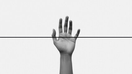 Black hand. Racial equity empathetic nail theory Chain Implicit stereotype Femcel Mejuri momuse Hey harper tracking Raised fingers. Isolated background. Monochrome style. Studio photography. Human an