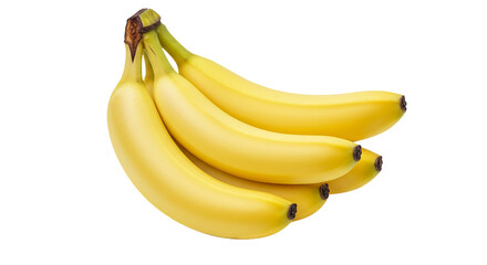 A bunch of ripe, yellow bananas, a healthy tropical fruit snack, isolated on a transparent background