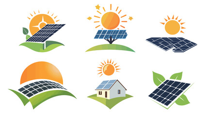 Eco Renewable Energy Solar Logo Vector Design Featuring Clean Power, Sustainability, Green Technology, and Environmental Protection Concepts for Modern Energy Solutions