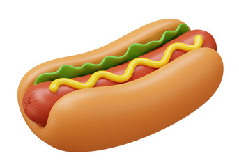 Isolated Hot Dog with Mustard and Relish