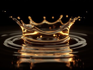 A splash of water with a golden ring around it