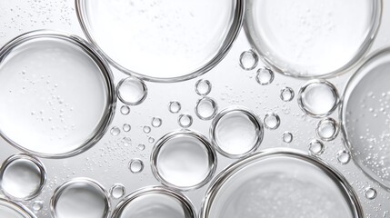 The image is a close up of many small circles of water