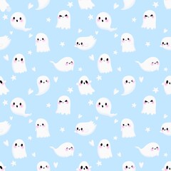 Cute ghost seamless pattern