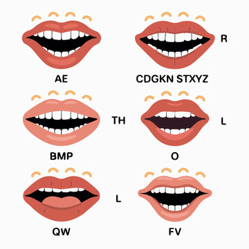 Speech articulation mouth positions chart for phonetics and pronunciation training