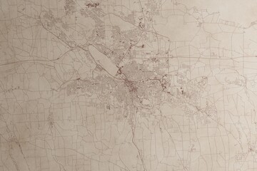 Map of Syracuse (New York, USA) on an old vintage sheet of paper. Retro style grunge paper with light coming from right. 3d render