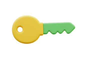 Isolated Playful Cartoon Yellow and Green Key