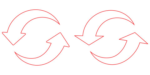 Obraz premium Refresh icon set. Reload, Update, reload and recycle icon vector illustration. Circular arrow rotation symbol with two arrows pointing in opposite directions indicating refresh icon.