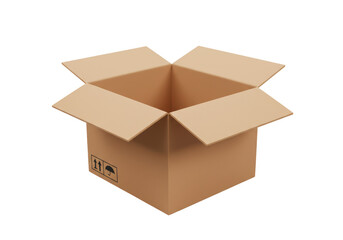 Isolated Empty Open Cardboard Box Ready for Packing