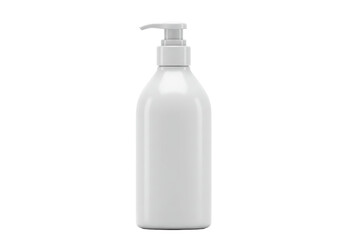 Isolated Sleek White Pump Bottle for Cosmetic Products
