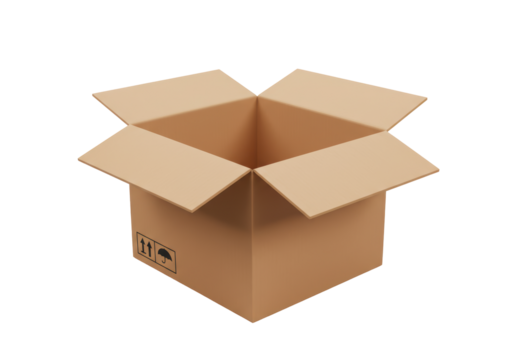 Isolated Empty Open Cardboard Box Ready for Packing