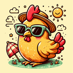 illustration of a chicken with stylized glasses