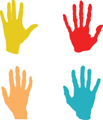 handprint silhouette icon set, palm print vector, black ink graphic