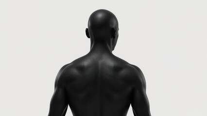 Fototapeta premium Black male. Muscular black man back view with smooth skin in studio li