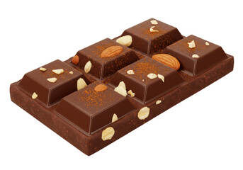 Isolated Chocolate Bar with Almond Pieces