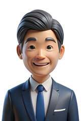 Smiling Asian Businessman 3D Render Avatar