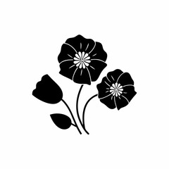 creative Poppies Icon vector silhouette illustration isolated on white background