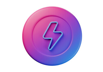 Isolated Lightning Bolt on Gradient Circle Icon