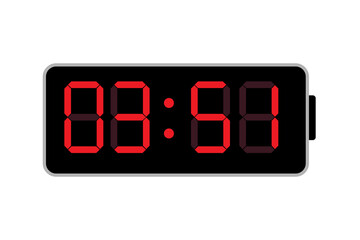Digital Alarm Clock vector, Green and Red Glowing numbers digital clock,eps10