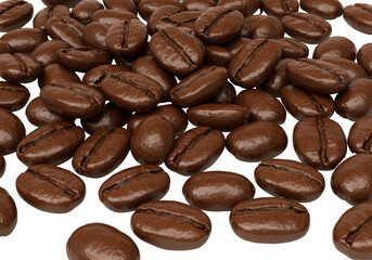 Isolated Pile of Dark Roasted Aromatic Coffee Beans