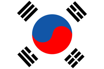 South Korea official flag vector with standard size and proportion.