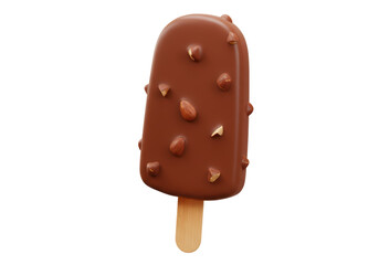 Isolated Chocolate Covered Ice Cream Bar with Nuts