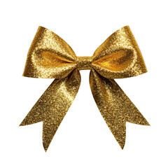 Shiny Gold Bow with Sparkling Glitter for Gifts, Celebrations, and Decorations in Various Event Settingstransparent background transparent background