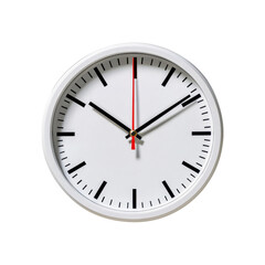 Minimalist wall clock with bold black lines and red second hand on a clean white background, modern and stylish designtransparent background transparent background