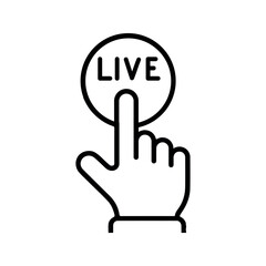 Hand Clicking Live Button Icon Black Outline vector