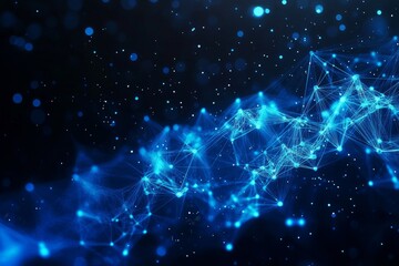 Obraz premium Abstract Polygonal Networks and Connectivity Dots in a Dark Digital Space Reflecting Innovation