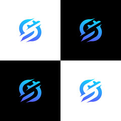 Success logo with letter S. Airline business travel logo design with letter 