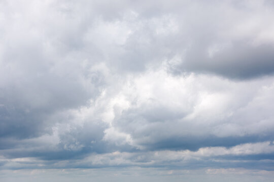 grey cumulus cloudscape of overcast sky. dramatic meteorology background. cloudy weather forecast in summer before the rain