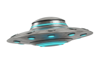 Isolated Futuristic UFO Spaceship with Glowing Lights