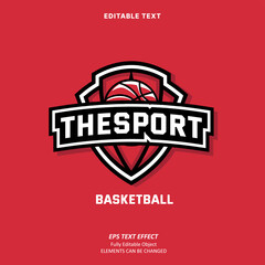Editable Text Effect Vector of Red Black Basketball Team name college Logo Emblem sport Design for club, event, printing, merchandise, basketball, baseball, football