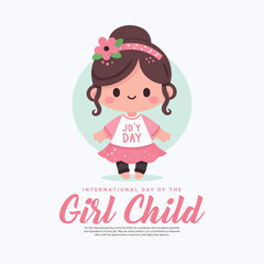Obraz premium Happy International Day of the Girl Child Festival Celebration Greeting Card Design, Social Media Post, Banner