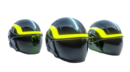 Reflective helmet stickers for night visibility, worker safety accessory, Transparent background, PNG file