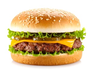 Delicious burger on white background