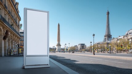 High-quality photo of empty Vertical space advertisement billboard for Olympic Games in Paris on summer, Mockup billboard.
