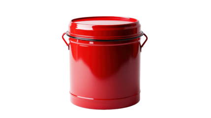 Safety canister for flammable liquid storage, red metal with spill-proof cap, Transparent background, PNG file