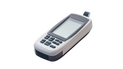 Safety gas detector with display screen and clip, portable air quality monitor, Transparent background, PNG file